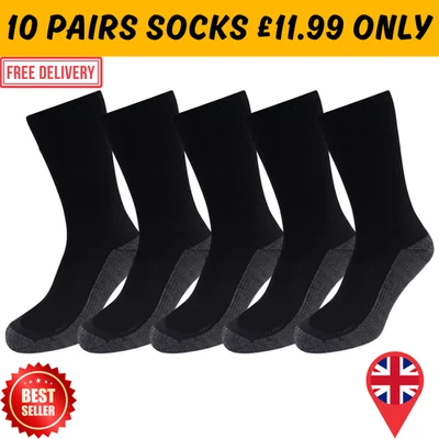 KK TRADERS 10 PAIRS Mens Work Socks Workwear Reinforced Cushion Sole Boot Socks Size 6-11UK