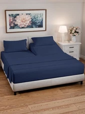 Split Head King Sheet Set – 4 Piece Flex Split Top King Sheets for Adjustable 