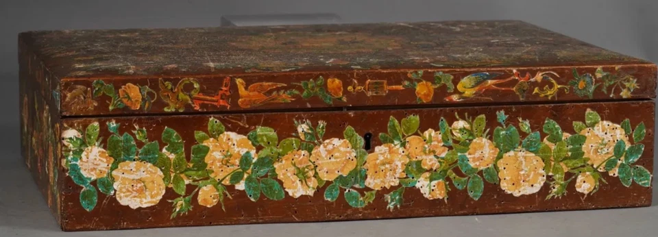 ancienne boite à jeux 19ème victorienne décors chromos decoupis Coffret jetons - Photo 3/4