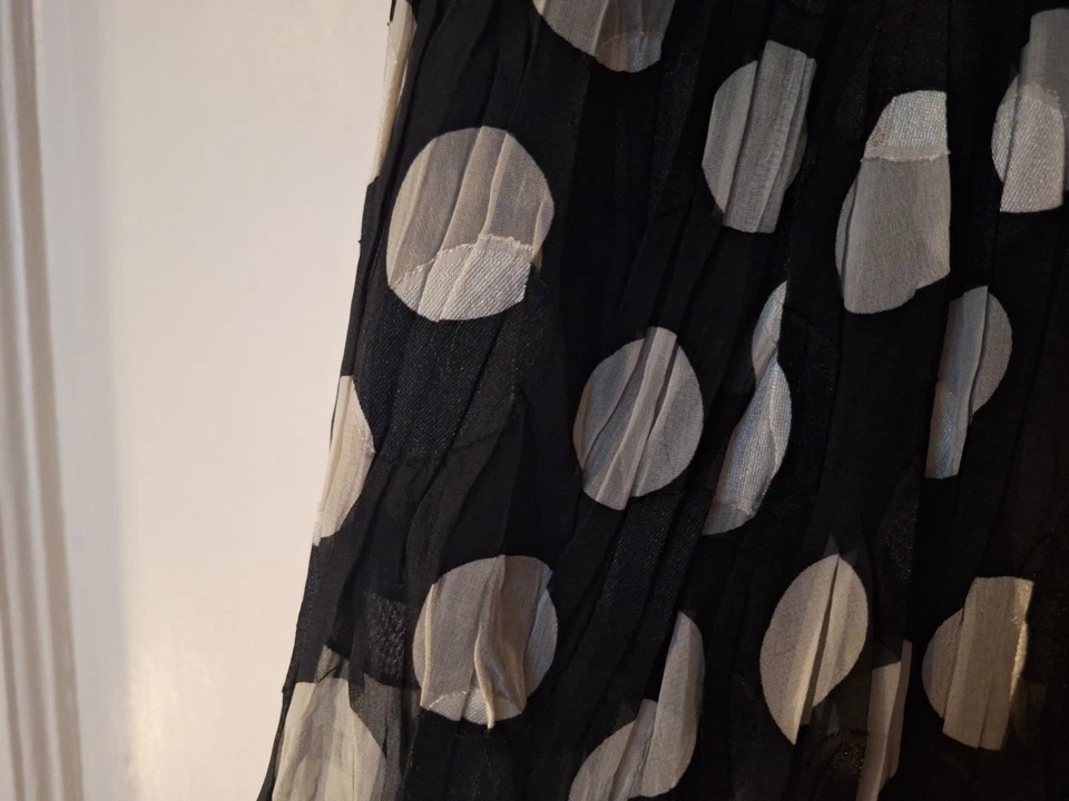 East Size 12 Long Maxi Skirt Poka Dot Black White Lined Elasticated Waist - Image 4 of 4