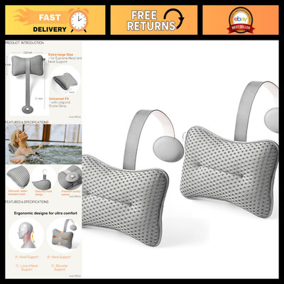 2-Pack Large Hot Tub Pillows - Spa & Pool Headrest, Adjustable Neck Support, 4D