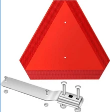 1-Slow Moving Vehicle Sign with Mounting Bracket 14”x16” Reflective Red