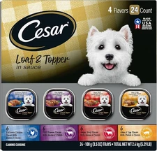 Cesar Wet Dog Food Loaf in Sauce Rotisserie Chicken, Filet Mignon, Angus Beef,
