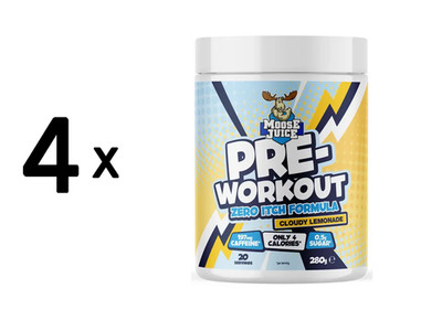 4 x Muscle Moose Pre-Workout Zero Itch Formula (20 Serv) Cloudy (80,31 EUR/kg)