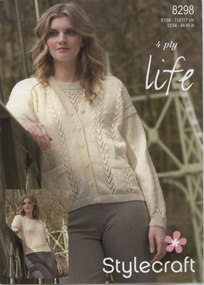 Original Stylecraft Life 4-fädiges Strickmuster 8298 - Damen Pullover & Strickjacke