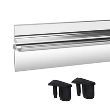32” Framed Shower Door Drip Rail with Vinyl Sweep, Chrome Shower Door Bottom ...