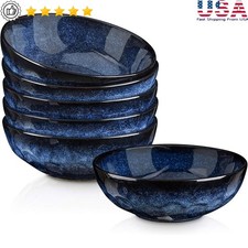 Stackable Ceramic Bowls Large Fluted Design Microwave Oven Safe Dishwasher Safe