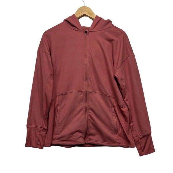 Crane Size L Dusty Pink Full Zip Hoodie Long Sleeve Activewear Jacket Pockets