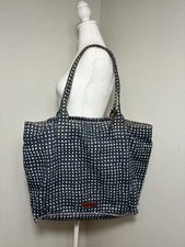 Lucky Brand Tote Linen/cotton Blend Blue Large Size Washable Sholder Bag