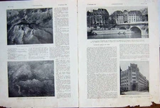 Old Vintage Print Paris Bridge Conti Pont-Neuf Alpes Balloon French 1932 20th