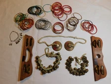 VTG INDIA TRADITIONAL BRASS GHUNGROO CORD BELLY DANCING BELLS CYMBALS BANGLE LOT