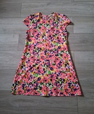 River Island Pink Floral Flared Tunic Dress Smart Casual Holiday Retro UK10