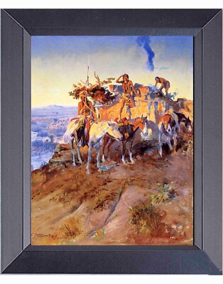 Charles Russell Framed 11 x 14  Native American Indian Smoke Singals