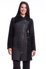 Catherine Malandrino 123cw03 Jacket Noir Black Long Zipper Coat New