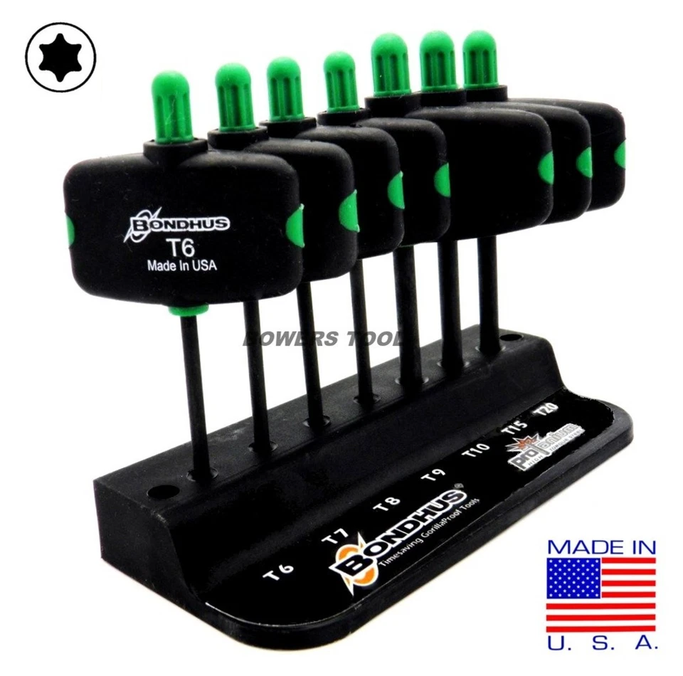 Bondhus 7pc Wing Handle Torx Star Tip Wrench Set T6-T20 MADE IN USA 34745 - Image 2 of 4