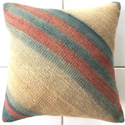 Kelim Kissen Alte Orientalisches Handgewebte Beige Vintage Old Pillow Cushion - Bild 1 von 4