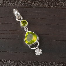 HEART August Birthstone PERIDOT 925 Sterling Silver Mothers Gift Pendant Jewelry