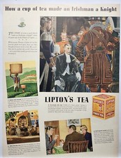 1938 Lipton's Tea Irishman Knight Original Print Ad 30s Life Magazine