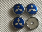 4x Mitsubishi Alloy Wheel Hub Centre Cap Set Center Caps Blue Silver 60mm