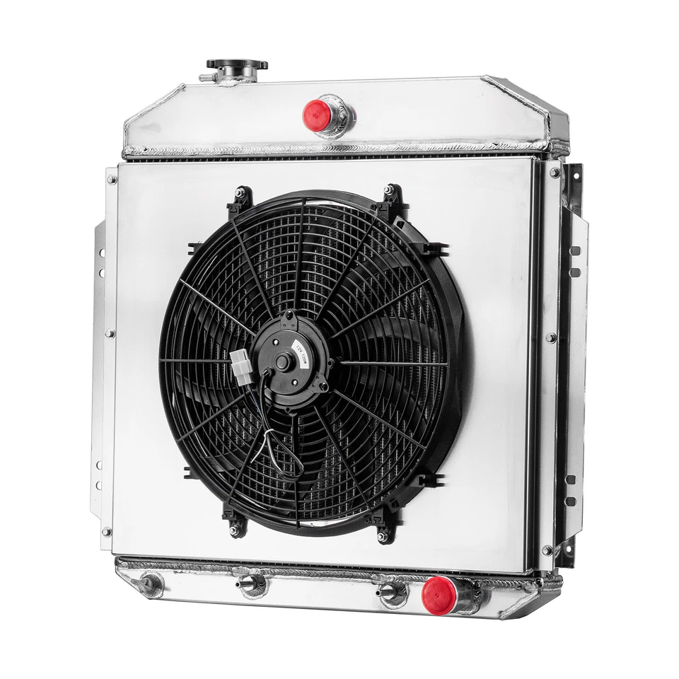3 Row Aluminum Radiator+Shroud Fan  For 1957-1960 1958 Ford F100 Truck Chevy V8 Foto 2 de 4