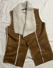 Ladies Matalan Brown Faux Suede Shein / Wo Lightfur Gilet Waistcoat Size S