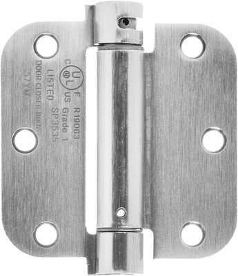Amazon Basics Self-Closing Door Hinge, 3.5 Inch X 3.5 Inch, 1 Piece, Satin Nicke