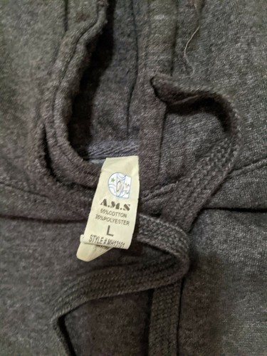 Men's Long Sleeve Pullover Hoodie Charcoal Gray Kangaroo Pocket Heavy Cotton L - Picture 5 of 6