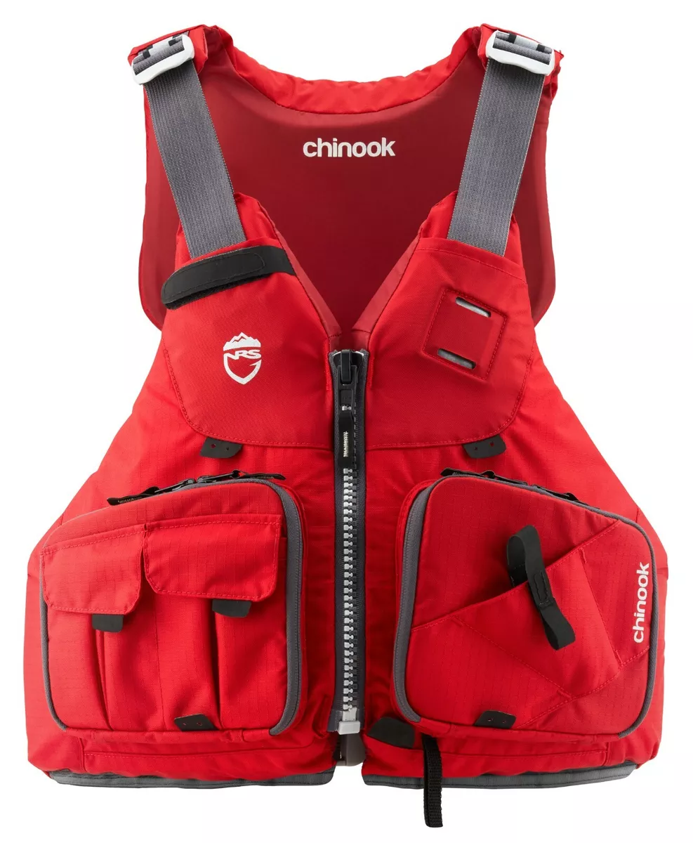 NRS Chinook Fishing PFD 2020 Life Jacket Kayak Anglers- RED SIZE XL/XXL