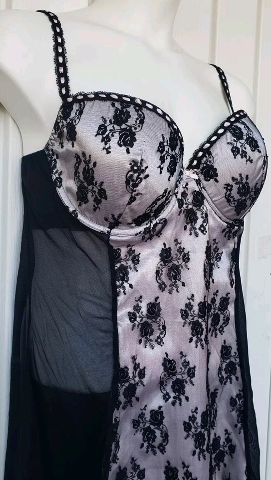 Conjunto Lencería Tanga Satén Ropa Seductora Cinema Etoile Vintage Talla Grande 2X NUEVO  Foto 3 de 4