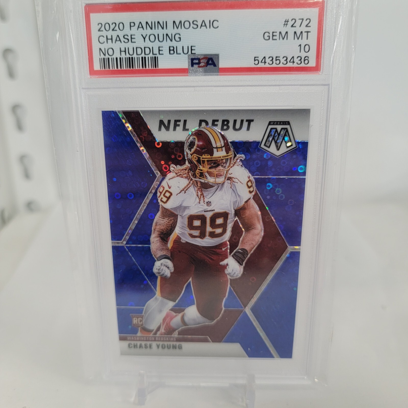 CHASE YOUNG 2020 PANINI Mosaic NFL Debut No Huddle Blue Rookie 8/75 PSA 10