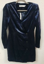 ASTR the label Women's Zaire Crushed Velvet Blazer Style Dress, Indigo, Small