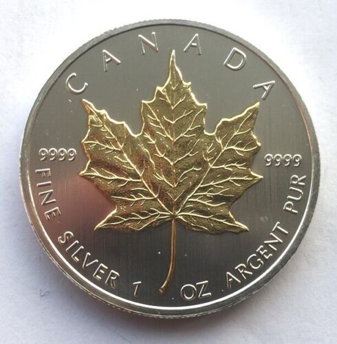 Canada 2013 Maple Leaf 5 Dollars 1oz Gold Plated Silver Coin,UNC - Afbeelding 1 van 2