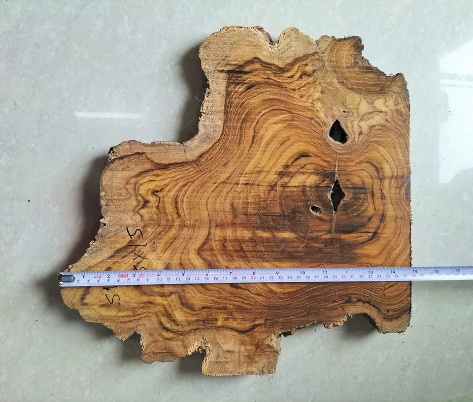 live edge slice of indian teak wood burl wood with high grains for casting craft - Image 3 of 4