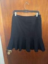VTG Ralph Ralph Lauren Women  s Black Ruffle Midi Skirt Size 8