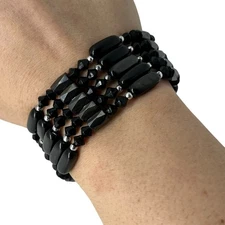 Magnetic Black Onyx & Hematite Convertible Jewelry Multi Strand Necklace