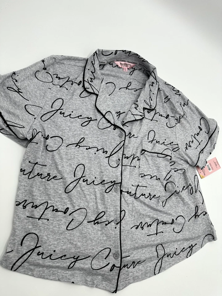 Conjunto de pijama Juicy Couture gris con escritura para mujer talla L ropa de dormir top y pantalones Foto 3 de 4