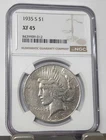 1935 S Peace Dollar $1 NGC XF 45 Final Year of Issue- San Francisco Minted