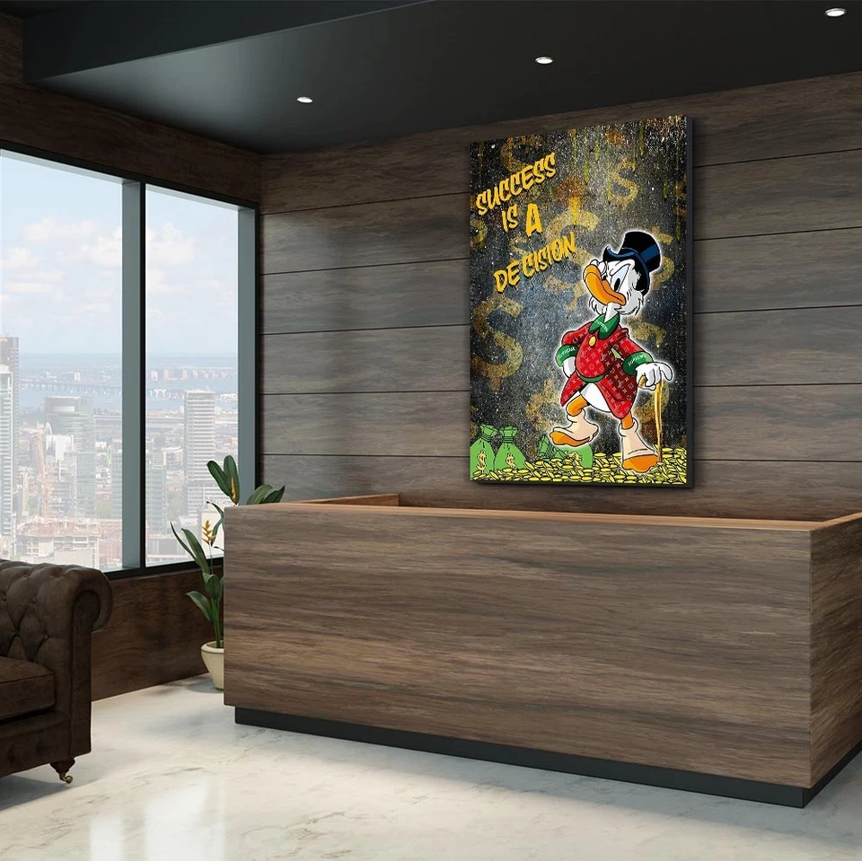 ✅WANDBILD LEINWAND,  ACRYLGLAS DAGOBERT DUCK LUXUS MOTIVATION BILD PREMIUM - Bild 3 von 4