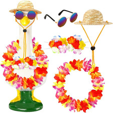 4 Pcs Summer Porch Goose Outfit, Hawaiian Porch Goose Costume Hawaiian Wreath St