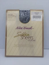 2 Pair Vintage Medium OFF BLACK Nice Touch Silken Sheers Thi-Top Thigh Stockings