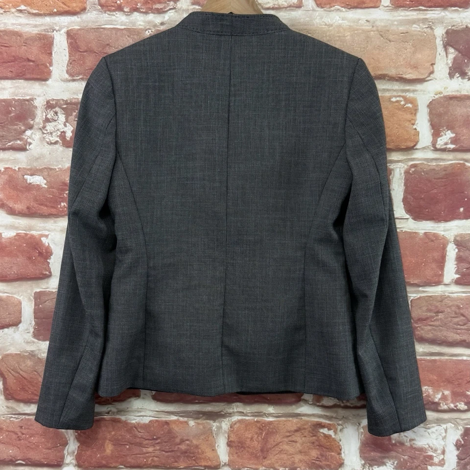 Blazer Anne Klein para mujer 4 Petite negro blanco carrera trabajo solapa bolsillo abotonado Foto 4 de 4