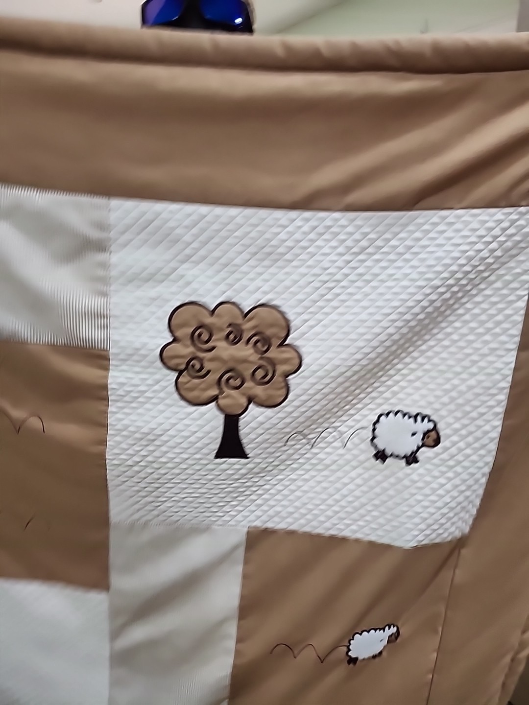 Sweet jojo designs little lamb crib quilt Baby Sheep Tan White Nursery 