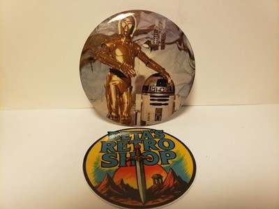 Vintage 1980 Factors Star Wars empire strikes back C3PO and R2D2  Pinback button