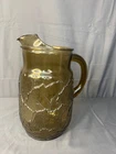 Vintage Anchor Hocking Sherwood Pitcher Ice Lip Tawny Brown Leaf Pattern