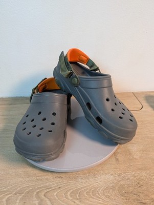Crocs Classic All Terrain Clogs Gray Orange  Green Strap M6 / W8 Unisex