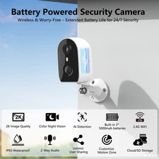 Galayou Wireless 3MP Battery-powered Security Camera Outdoor WiFi Ai Detection