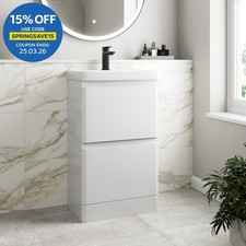Bathroom Cloakroom Vanity Unit Wash Basin Cabinet Drawers Storage White 500mm