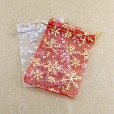 50 Pcs Organza Favor Pouches Christmas Drawstring Bags Mini Candy