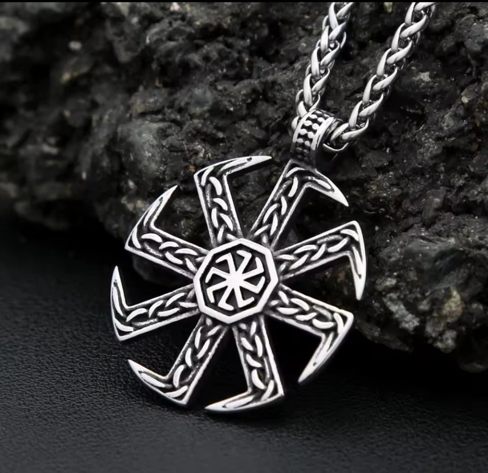 Schwarze Sonne Sonnenrad Anhänger Edelstahl Halskette Wikinger Kelten Kette - Bild 2 von 4