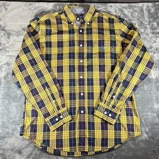 US Polo Assn Plaid Long Sleeve Button Up Shirt Men’s Size L Yellow, Blue, Red
